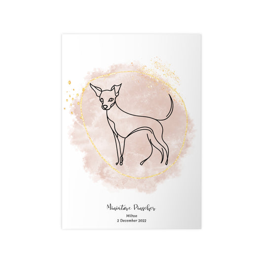 Minimalistisk beige poster med Dvärgpinscher, personlig design från Colorful Pets