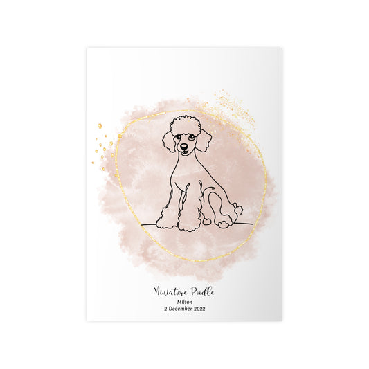 Minimalistisk beige poster med Dvärgpudel, personlig design från Colorful Pets