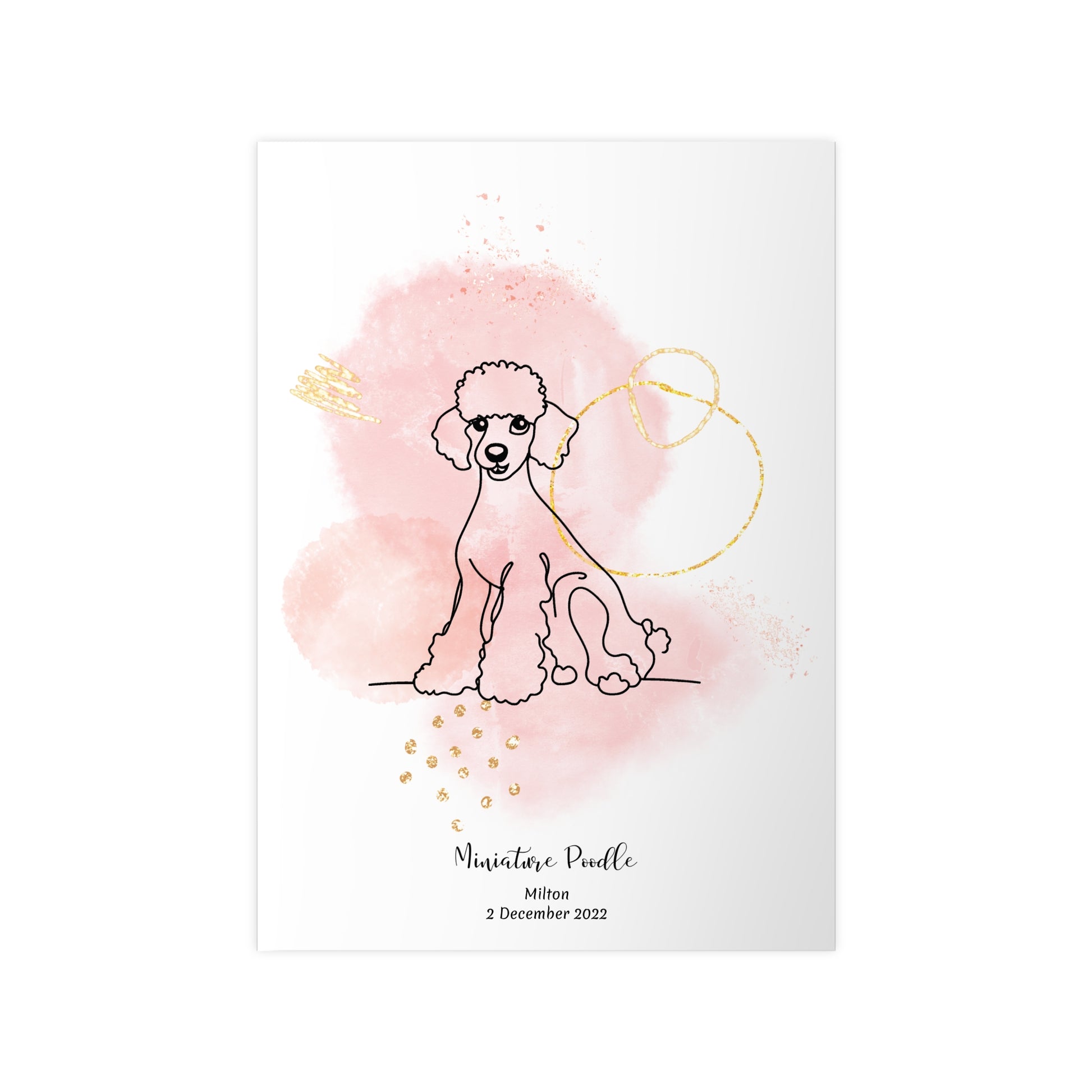 Minimalistisk beige poster med Dvärgpudel, personlig design från Colorful Pets.