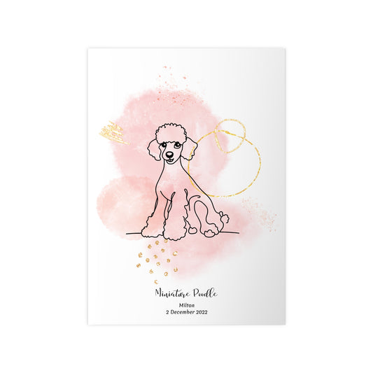 Minimalistisk beige poster med Dvärgpudel, personlig design från Colorful Pets.