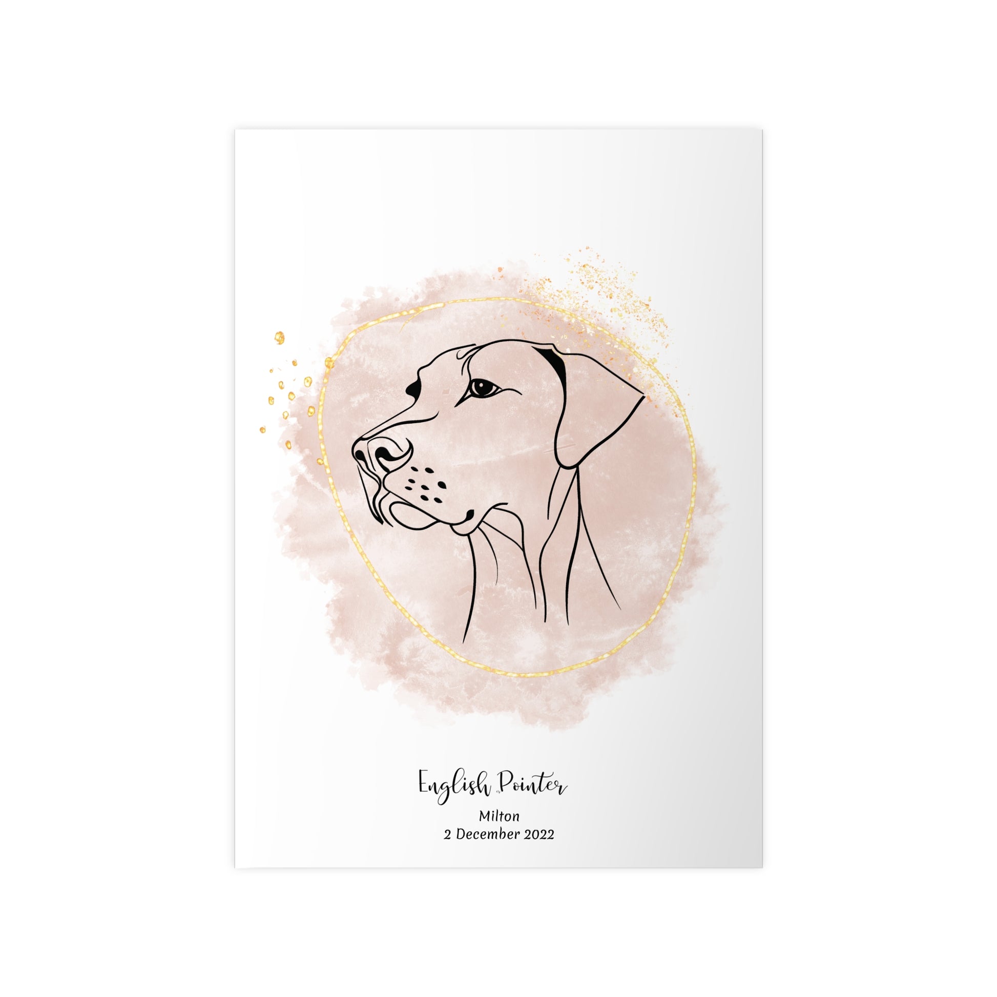 Minimalistisk beige poster med English Pointer, personlig design från Colorful Pets.