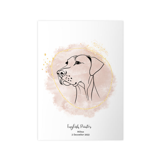 Minimalistisk beige poster med English Pointer, personlig design från Colorful Pets.