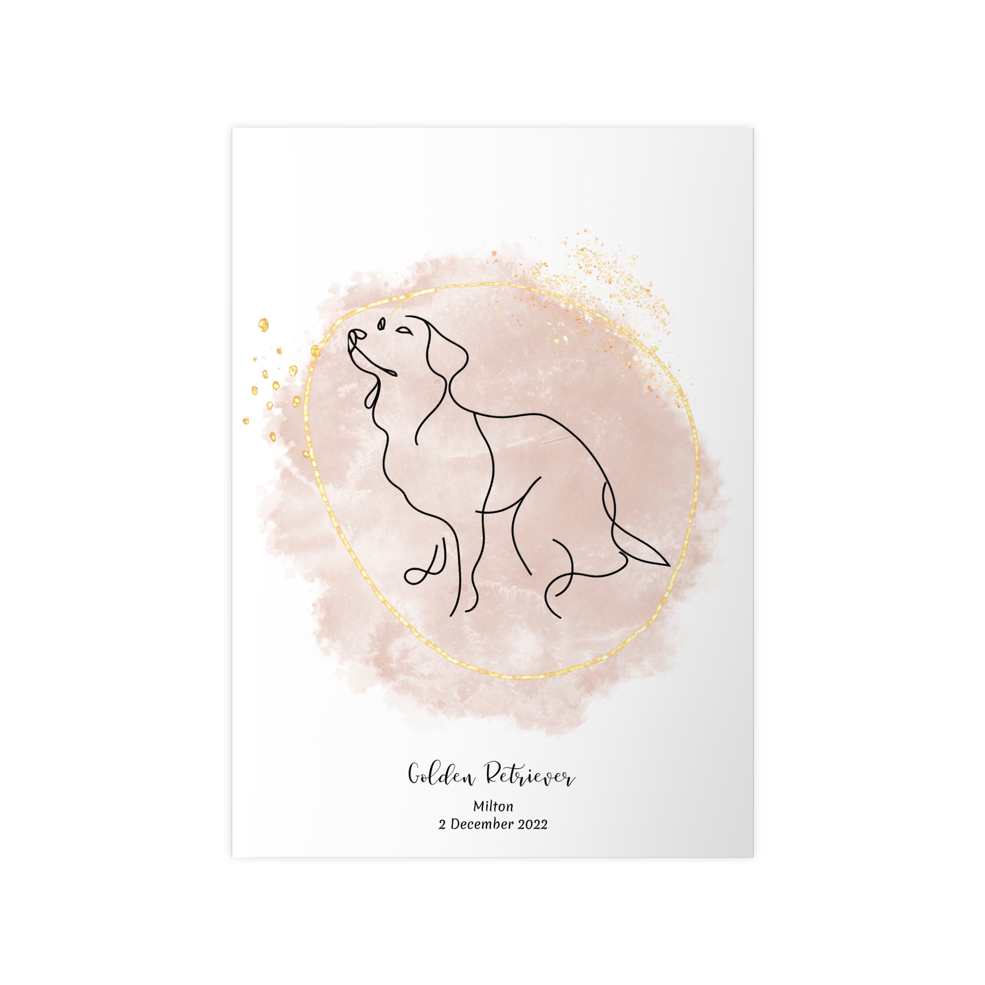  Minimalistisk beige poster med Golden Retriever, personlig design från Colorful Pets. 