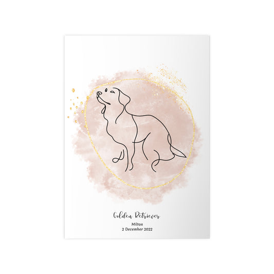  Minimalistisk beige poster med Golden Retriever, personlig design från Colorful Pets. 