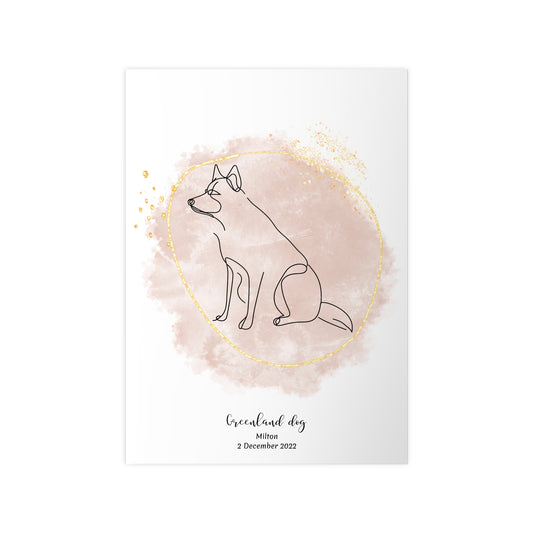 Minimalistisk beige poster med Grönlandshund, personlig design från Colorful Pets.