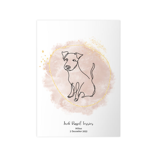 Minimalistisk beige poster med Jack Russel Terrier, personlig design från Colorful Pets.
