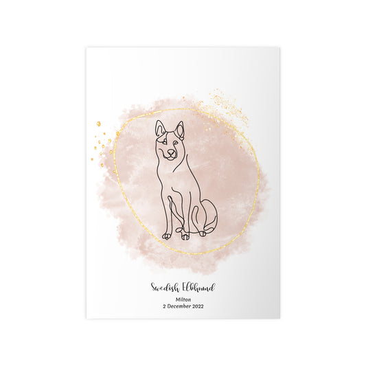 Minimalistisk beige poster med Jämthund, personlig design från Colorful Pets.