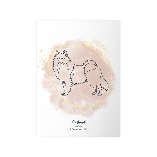 Minimalistisk beige poster med Keeshond, personlig design från Colorful Pets.