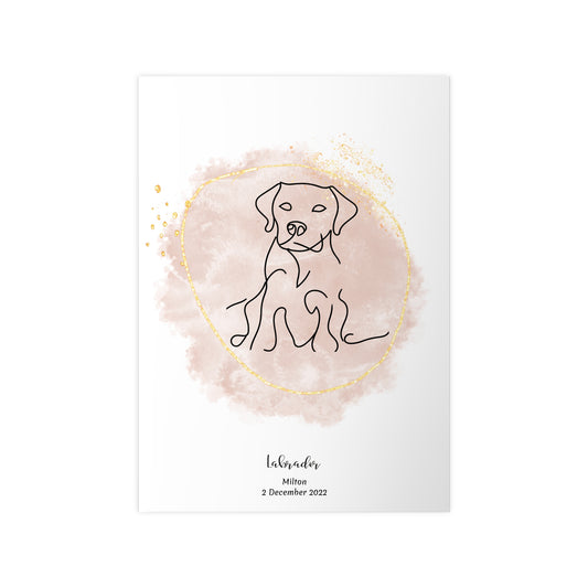 Minimalistisk beige poster med Labrador, personlig design från Colorful Pets.