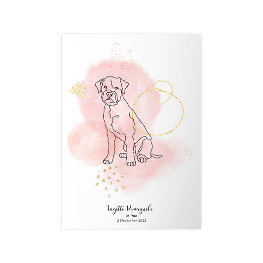 Minimalistisk rosa poster med Lagotto Romagnolo, personlig design från Colorful Pets.