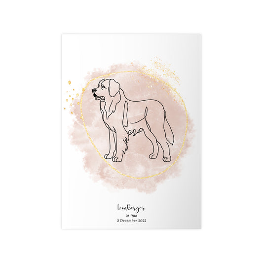 Minimalistisk beige poster med Leonberger, personlig design från Colorful Pets.