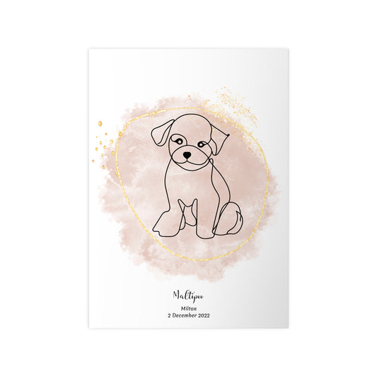 Minimalistisk beige poster med Maltipoo, personlig design från Colorful Pets.