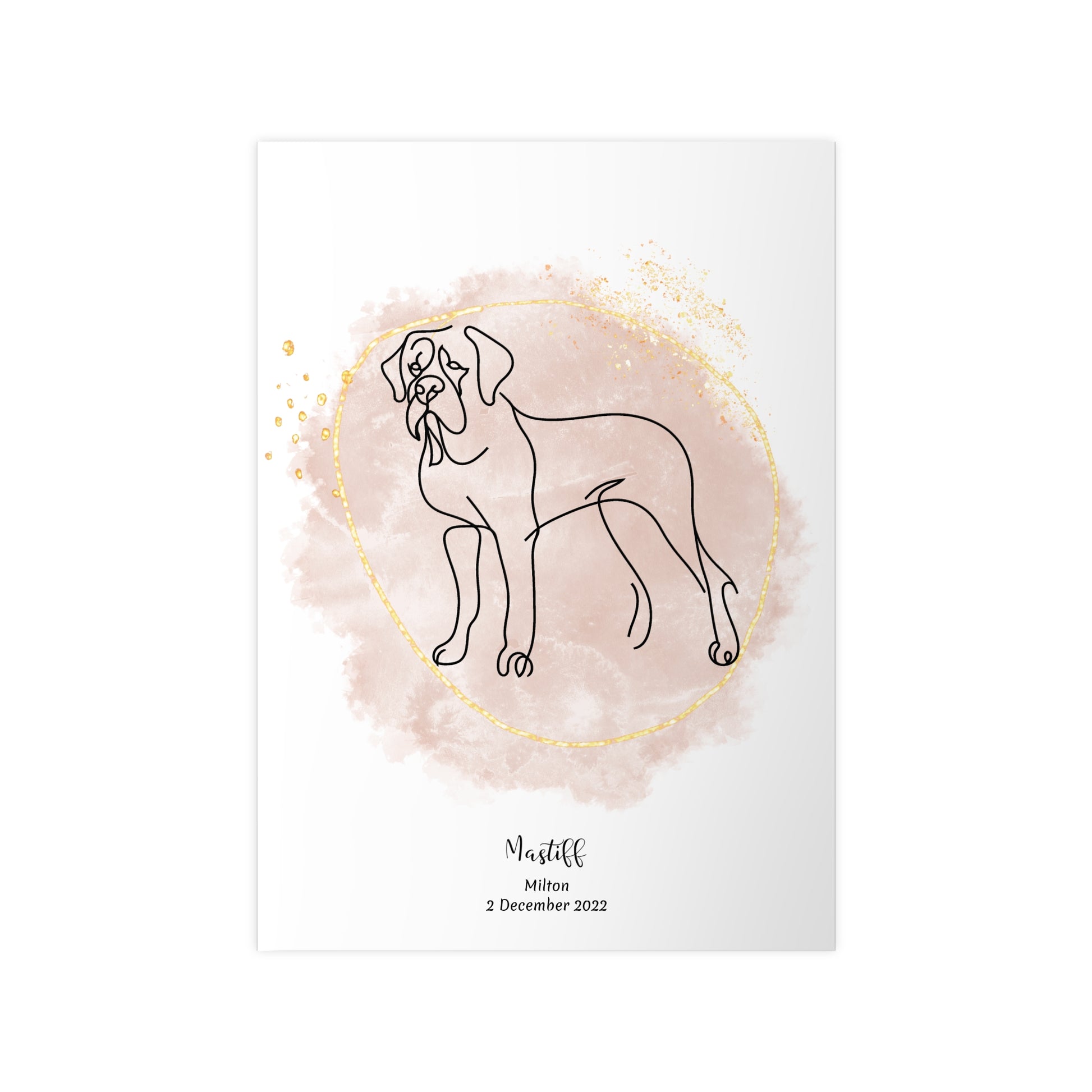 Minimalistisk beige poster med Mastiff, personlig design från Colorful Pets.