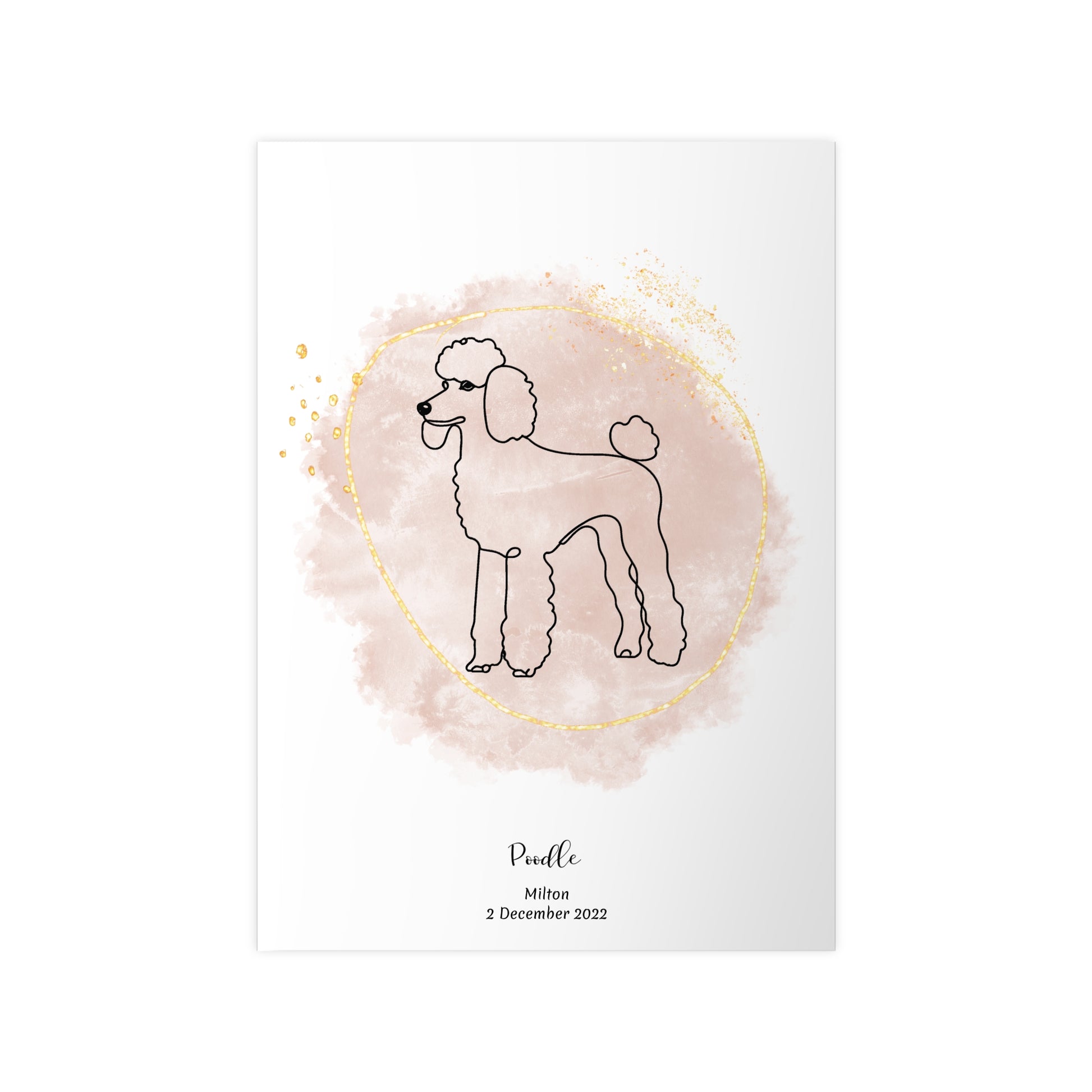 Minimalistisk beige poster med Pudel, personlig design från Colorful Pets.