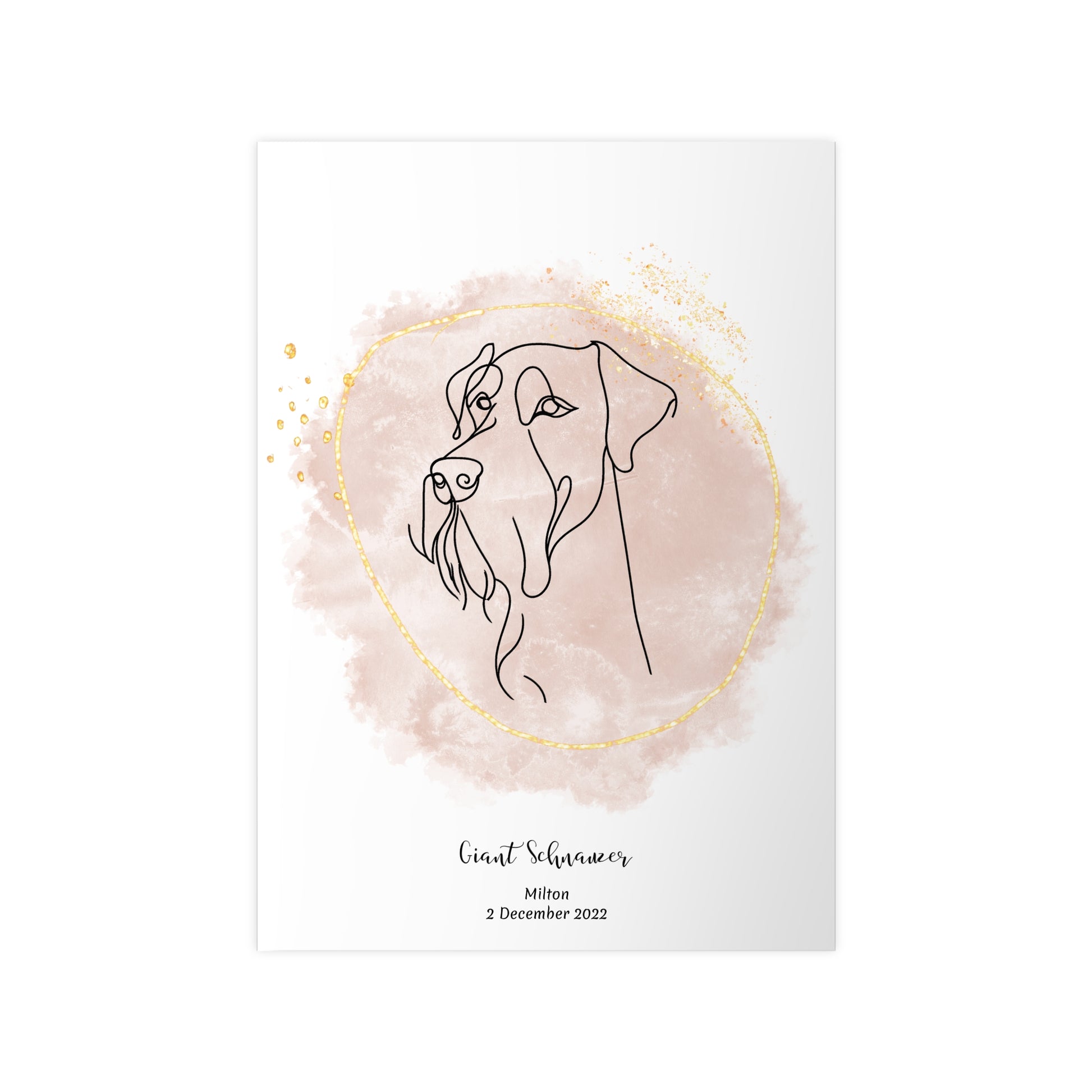 Minimalistisk beige poster med Riesenschnauzer, personlig design från Colorful Pets.
