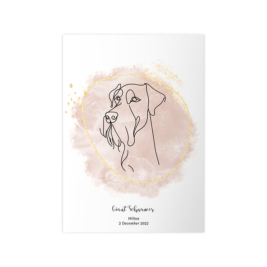 Minimalistisk beige poster med Riesenschnauzer, personlig design från Colorful Pets.
