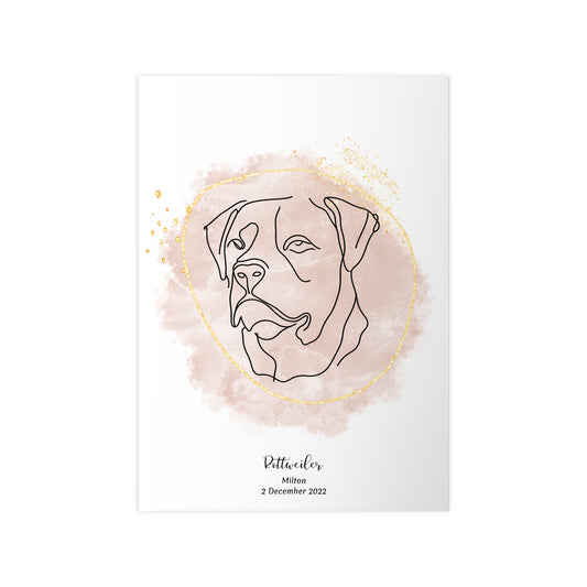 Minimalistisk beige poster med Rottweiler, personlig design från Colorful Pets.