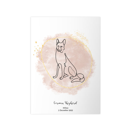Minimalistisk beige poster med Schäfer, personlig design från Colorful Pets.