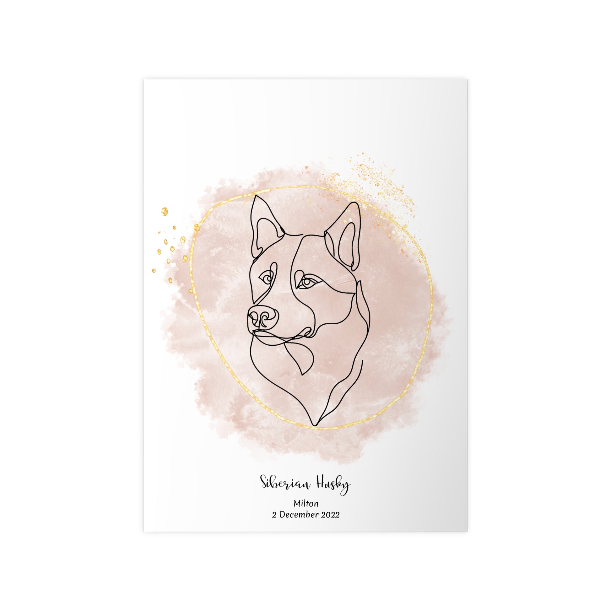 Minimalistisk beige poster med Siberian Husky, personlig design från Colorful Pets.