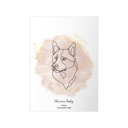 Minimalistisk beige poster med Siberian Husky, personlig design från Colorful Pets.