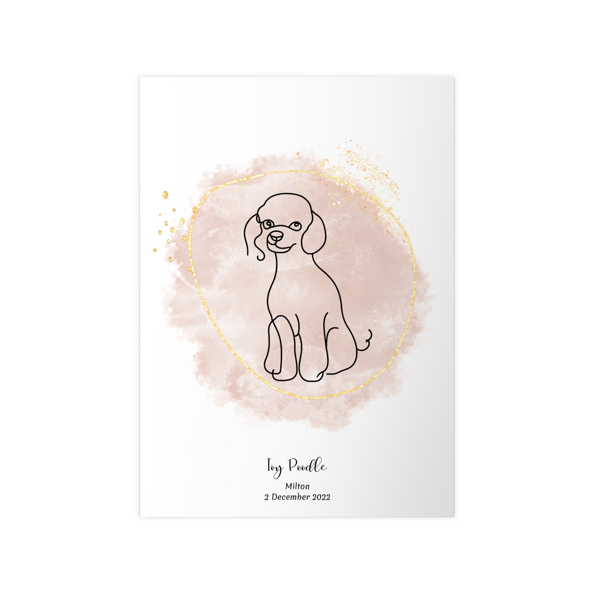 Minimalistisk beige poster med Toy Pudel, personlig design från Colorful Pets.