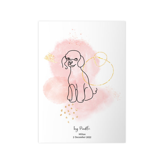  Minimalistisk rosa poster med Toy Pudel, personlig design från Colorful Pets.