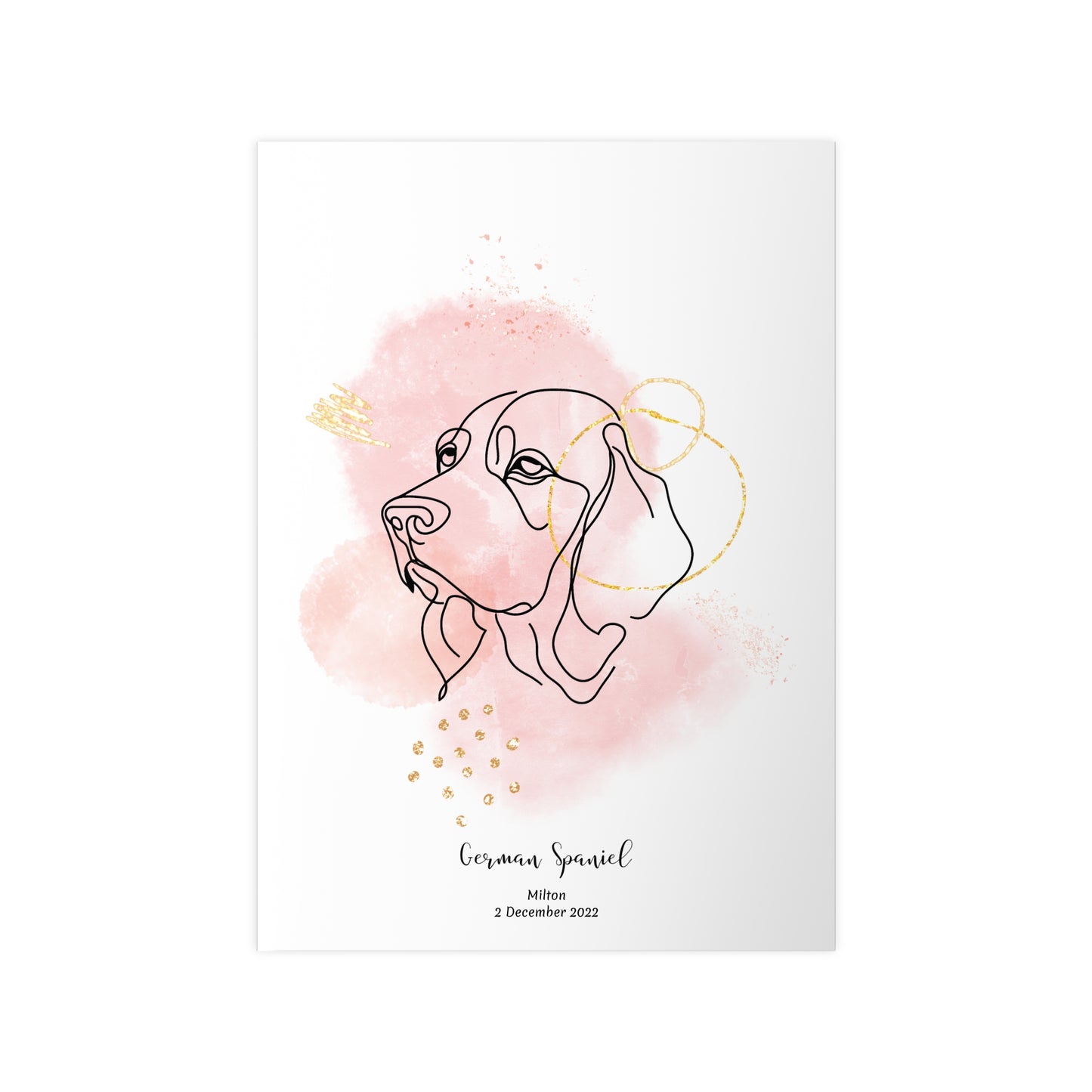Minimalistisk rosa poster med Wachtelhund, personlig design från Colorful Pets.