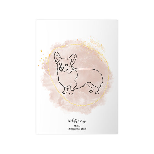 Minimalistisk beige poster med Welsh Corgi, personlig design från Colorful Pets.