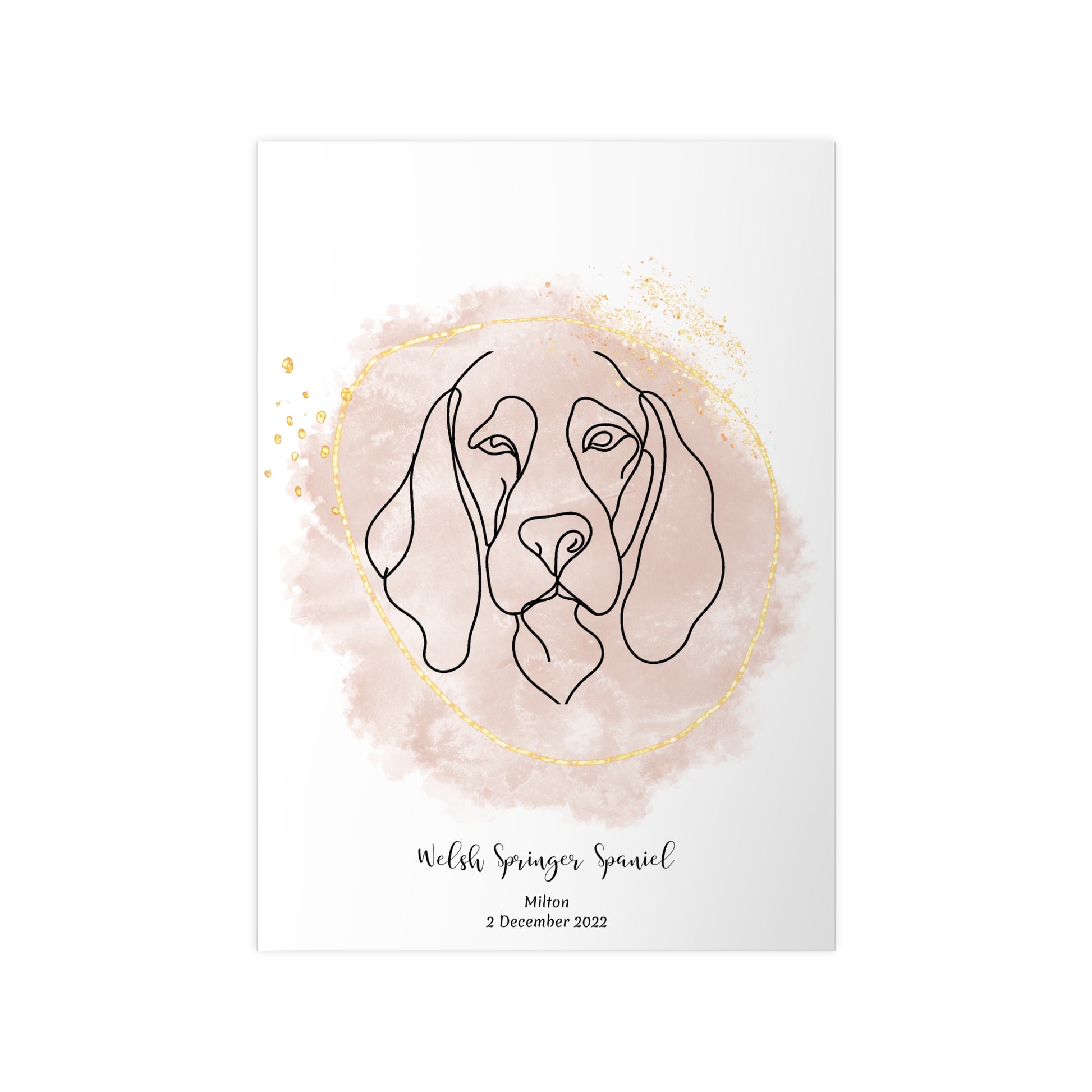 Minimalistisk beige poster med Welsh Springer Spaniel, personlig design från Colorful Pets.