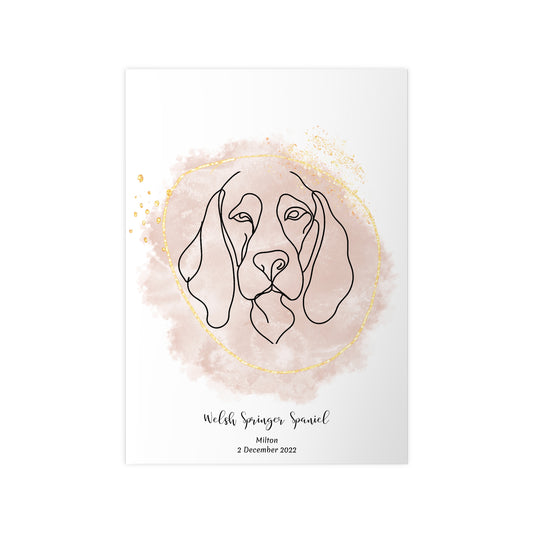 Minimalistisk beige poster med Welsh Springer Spaniel, personlig design från Colorful Pets.