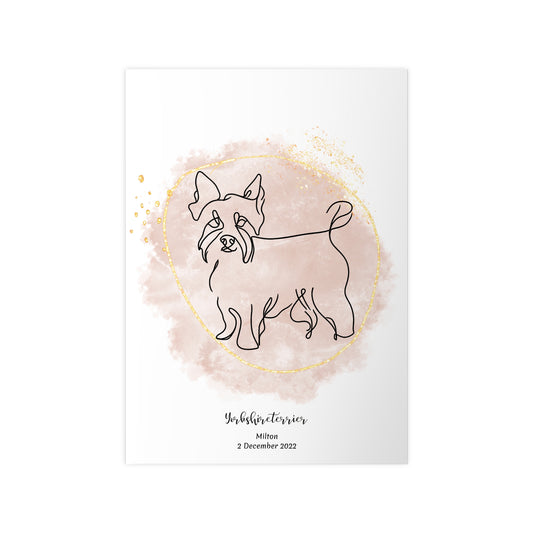 Minimalistisk beige poster med Yorkshireterrier, personlig design från Colorful Pets.